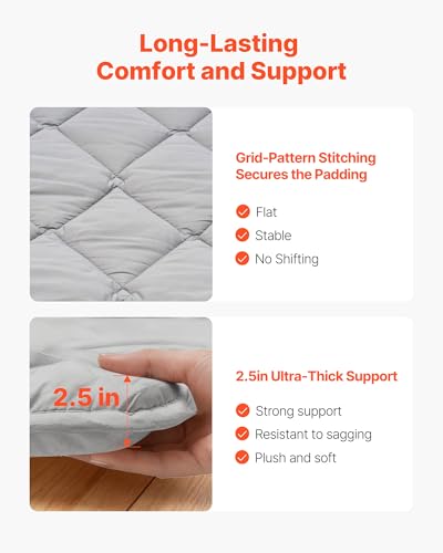 VEVOR 9-Layer Japanese Futon Mattress, 2.5" Thick Twin Tatami Mat, Foldable Roll Up Mattress for Sleeping with Storage Bag, Portable Floor Mattress for Camping Dormitory Yoga, Gray VEVOR