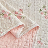 Joyreap Twin Size Quilt Set for Girls, Floral Pink n White Design, 2pcs Soft n Cozy Microfiber Quilt, Bedspread Bed Cover for All Season- 68x88 inches Joyreap