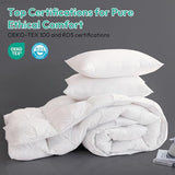 Three Geese Oversized King Size Pinch Pleat Duck Feather Down Fiber Comforter - All-Season Down Duvet Insert Fluffy Baffle Box Design with 8 Corner Loops for Warmth and Softness. Three Geese