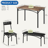 IDEALHOUSE Dining Table Set for 4, Kitchen Table with Chairs for 4, Rectangular Wood Dining Room Table Set with Upholstered Bench for Small Space, Dinner, Apartment, Retro Brown IDEALHOUSE