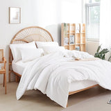 weigelia Full Size Comforter White Modern 3PCS Microfiber Full Size Comforter Sets for All Season Comforter for Men, Women and Girls Soft Lightweight Bed Comforter Set weigelia