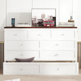 DaiNNCN Cabinet Murphy Bed with Storage Drawer and Charging Station,Cube Foldable Platform Bed,Space-Saving for Living Room,No Box Spring Needed,Queen Size,White+Walnut DaiNNCN