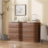 Bigbiglife Wood Dresser for Bedroom, 6 Drawer Double Dresser, Modern Chest of Drawers with Deep Drawers, Large Storage Organizer for Living Room, Closet,15.8" D x 47.2" W x 27.7" H (Walnut Brown) Bigbiglife