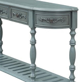 Amposei Retro Wood Curved Console Table 52-Inch Half Moon Hall Sofa Table Entryway Table with Drawers & Shelf for Living Room Home Furniture (Antique Blue) Amposei