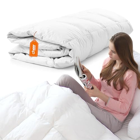 Cheer Collection Down Alternative Comforter - Ultra-Soft & Cozy Twin Size Duvet Insert, Lightweight Down Comforter for All-Season Warmth, Plush Bedding Twin Comforter, White Cheer Collection