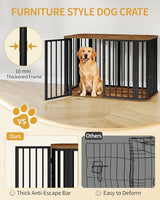 Hzuaneri 39.4'' Dog Crate Furniture, L Indoor Dog Kennel Dogs Cage, Modern Decorative Pet House for Small/Medium/Large Dogs, Anti-Chew & Anti-Escape, Kennel End Side Table, Rustic Brown DFC88701B Hzuaneri