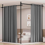 Room Divider Curtain Rod No Drilling Wall Divider for Room Partition, 28-114'' Wide Portable Metal Room Divider Panel Separation Curtain Stand, Heavy Duty No Drill Curtain Rods for Space Separator HOMSCREENER