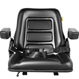 VEVOR Universal Forklift Seat Black PVC Tractor Seat, 6"/150MM Adjustable Mower Seat Foldable Seat Including Armrests, Seat Belt, Seat Switch, Skid Steer Seat Fit Forklift, Tractor, Skid Loader VEVOR