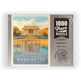 MyPuzzle Washington, DC: Lincoln Memorial, Vintage Poster - Premium 1000 Piece Jigsaw Puzzle for Adults MyPuzzle.com