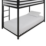 DHP Miles Low Metal Bunk Bed Frame for Kids, With Built-in Ladder, High Guardrail and Metal Slats, Floor Bed Bottom Bunk, No Boxspring Required, For Small Spaces, Twin-Over-Twin, Black DHP