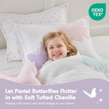 Intelligent Design Kids Rio Twin Comforter Set – Girls’ Reversible Tufted Chenille Bedding with Pastel Purple Butterflies and Pink Dot, 3pcs Intelligent Design