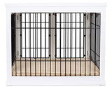 INTERNET'S BEST Decorative Dog Kennel with Pet Bed, Small Pet House, Double Door Indoor Crate, Engineered Wood & Wire Furniture, Side Table & Nightstand, Fits Small Dogs - White Internet's Best