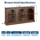 GarveeLife 63" Mid Century Modern TV Stand, Modern Console Table with Charging Station for Entryway Living Room, Modern Entertainment Center 3-Tier Rustic Brown Media Console for TV Up to 65 70 Inch GarveeLife