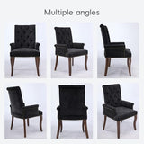 KIUMU Upholstered Tufted Chenille Dining Chairs with Arms & Nailhead Trim – Solid Wood Frame & Legs, Modern Farmhouse for Dining, Kitchen & Living Room (Set of 1, Black) KIUMU