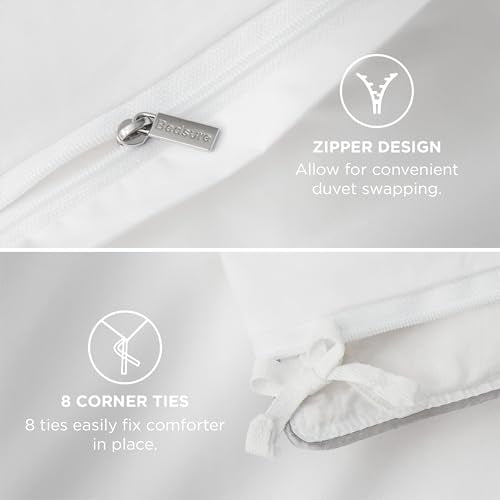 Bedsure Luxury Hotel Duvet Cover King Size, 100% White Cotton Rope Weave Bedding Set, Includes 1 Duvet Cover 104x90 Inches with Hidden Zipper & 2 Pillow Shams, Comforter Sold Separately Bedsure