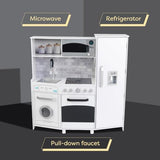 KidKraft Large Wooden Play Kitchen with Lights & Sounds, Icemaker, Play Phone, White, Gift for Ages 3+ KidKraft