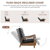 CANMOV Push Back Recliner Chair Set of 2, Faux Leather Pushback Reclining Chair with Padded Seat, Wingback Recliner Single Sofa Recliner for Living Room Apartment, Brown