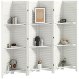 HOMCOM Room Divider, 6 Panel 67" Tall Wood Privacy Screen with 3 Display Shelves, and Folding Storage for Bedroom or Home Office, White HOMCOM