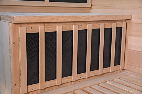 Heat Wave 4 Person Sauna Hemlock Wood Sonoma 9 Carbon Infrared Heaters MP3 Player Chromo Therapy Lighting 120V 2100W Heat Wave