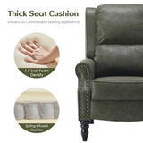 FHUKMZOI Leather Recliner Chair, Pushback Recliner Chair with Adjustable Backrest Footrest, Mid-Century Modern Living Room Reclining Chairs with Lumbar Support for Reading Bedroom (Dark Green)