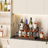 THYGIFTREE Liquor Bottle Display Shelf 2 Tier Liquor Rack Holder Bar Shelf Stand for Liquor Organizer Countertop Liquor Risers Storage Shelves Wine Rack for Whiskey THYGIFTREE