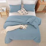 ROSGONIA Comforter Full Size for Boys Teen Girls Dusty Blue, 3pcs (1 Boho Comforter & 2 Pillowcases), Lightweight Dorm Bedding Soft All Season Bed Set ROSGONIA