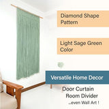 Macrakido - Premium 4mm Thick Macrame Door Curtain - Handcrafted Light Sage Green Boho Room Divider - Extra Dense Privacy Screen - Doorway Hanging Decor 40" x 80" Macrakido