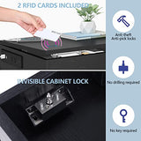 Auromie Nightstand with Charging Station and LED Lights, Concealment Furniture with RFID Lock Cabinet and Power Outlets, Bedside Table with Hidden Compartment for Valuables Storage, Black Auromie