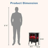 DUMOS Electric Fireplace Heater, 26" Freestanding Two Door Electric Fireplace Stove with 3D Flame Effect & Remote Control, Modern Stove for Home with Safety Features, Adjustable Heat & Timer, Charcoal DUMOS