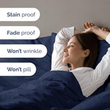 Navy Blue Duvet Cover Twin/Twin XL Size - Extra Soft Twin/Twin XL Size Duvet Cover - Lightweight, Comfy & Breathable - Easy Care with Zipper Closures & Ties - 68" x 90" Inches - Comforter Not Included CGK Unlimited