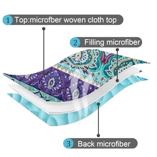Xruibed Boho Quilt Set Queen,Purple Teal Bohemian Quilt Coverlet 3PCs Soft Microfiber Lightweight Bedspread with 2 Pillowcases for All Season (Queen Size 90"x96") Xruibed