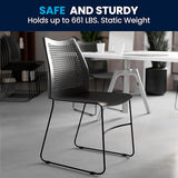 Flash Furniture Hercules Series Contoured Lobby Chairs with Air-Vent Honeycomb Backs, Ergonomic Stacking Chairs for Offices, Set of 5, Black