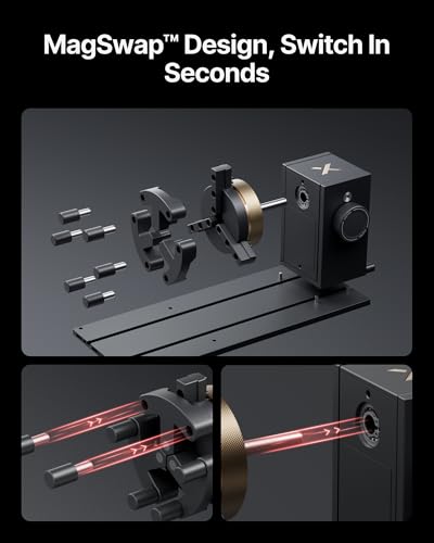 xTool RA3 World's First Smart MagSwap Rotary for xTool P3, F2 Ultra, F1 Ultra, F2 Laser Engraver, 360° LiDAR Mapping Alignment, Intelligent Rotary that Masters Engraving on Rings, Tumblers & Ornaments xTool
