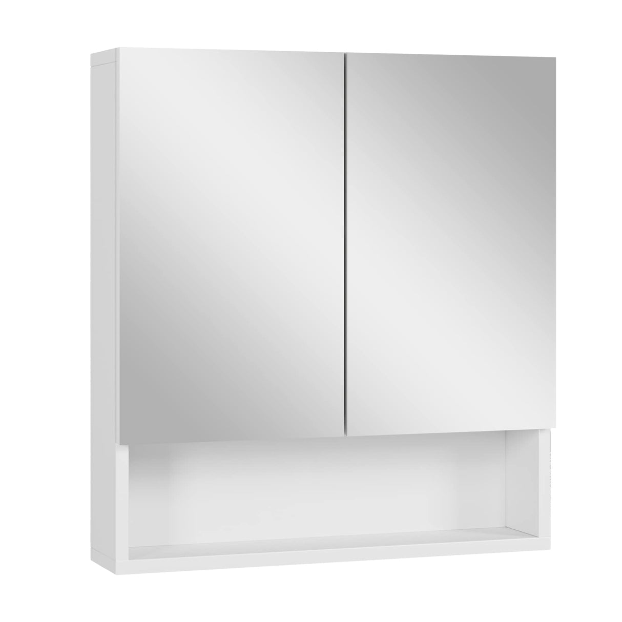 FOTOSOK Bathroom Wall Cabinet Medicine Cabinet, Wall Mounted Bathroom Mirror with Storage Mirror Cabinet with 2 Doors and Adjustable Shelf, Laundry Living Room, White FOTOSOK