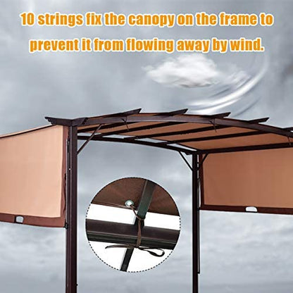 Tangkula 12x9 Ft Outdoor Pergola, Patio Retractable Pergola with Adjustable Sliding Sun Shade Canopy, Heavy-Duty Steel Frame, Patio Furniture Sun Shelter for Backyard Garden Poolside (Brown) - WoodArtSupply