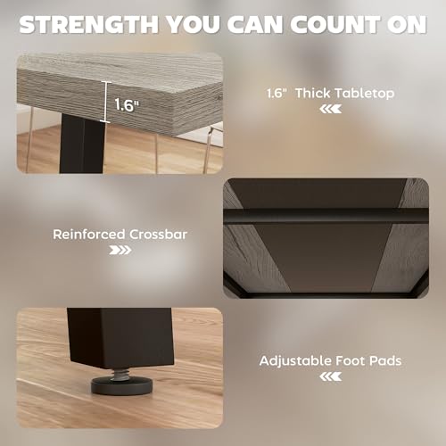 HOMCOM Industrial Dining Table for 8 People, 70.9" Long Rectangular Kitchen Table with Large Tabletop and Steel Legs for Dining Room, Distressed Gray HOMCOM
