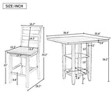 Bellemave Counter Height Dining Table Set for 4 with Storage 5 Piece High Top Table and Chairs Wood Square Kitchen Table and Chairs (Espresso) Bellemave