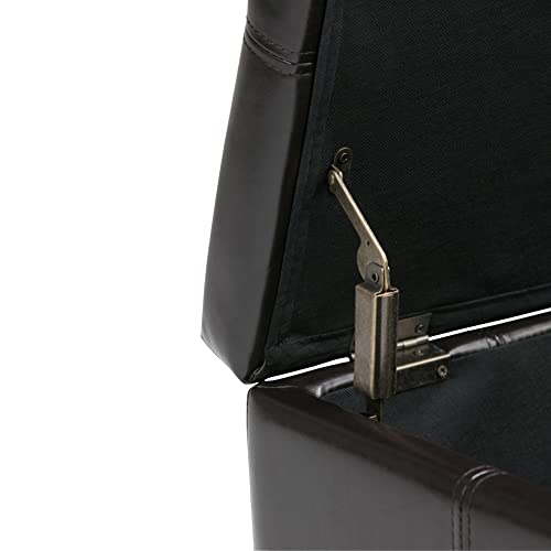 SIMPLIHOME Dover 36 inch Wide Contemporary Rectangle Storage Ottoman Bench in Tanners Brown Vegan Faux Leather, Assembled, For the Living Room, Entryway and Family Room SIMPLIHOME