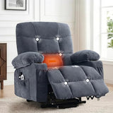 PoteSoar Power Lift Recliner Chair for Elderly with Massage and Heat, Comfortable Electric Power Reclining Chair with Side Pockets,2 Cup Holders and USB Charging Port for Living Room (Blue)