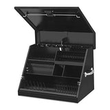 Montezuma – SE250B – 26-Inch Portable TRIANGLE Toolbox – Multi-Tier Design – Heavy-Duty Steel Construction – SAE and Metric Storage Chest – Weather-Resistant Toolbox – Lock and Latching System, Black Montezuma