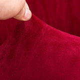 MIFXIN Armless Sofa Bed Cover Stretch Futon Slipcover Plush Thicker Solid Color 3 Seat Full Folding Sofa Couch Futon Furniture Protector Cover Without Armrests (Red) MIFXIN