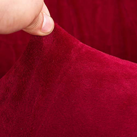 MIFXIN Armless Sofa Bed Cover Stretch Futon Slipcover Plush Thicker Solid Color 3 Seat Full Folding Sofa Couch Futon Furniture Protector Cover Without Armrests (Red) MIFXIN