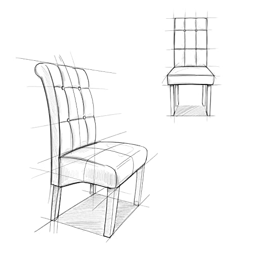 SIMPLIHOME Cosmopolitan Parson Dining Chair (Set of 2), Tanners Brown Faux Leather and SOLID WOOD, Square, Upholstered, For the Dining Room, Contemporary Modern SIMPLIHOME