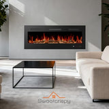 Sweetcrispy 60” Electric Fireplace Insert, 1500W Wall Mounted & Recessed Fireplace, Freestanding Fireplace Heater with Remote & Touch Panel Control, Adjustable Flame Effect, 12H Timer for Indoor use Sweetcrispy