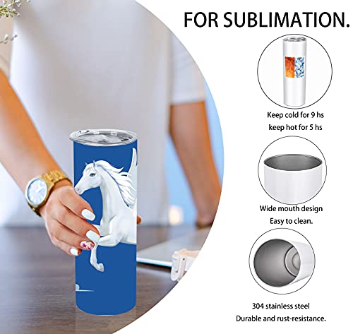 Tswofia 8 Pack Straight Sublimation Tumblers Set 20 Oz Skinny, Stainless Steel Skinny Sublimation Tumbler Blank With Shrink Wrap Film Lid Straw Set,Individually Boxed, Not Tapered