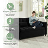 DQlVrillka Loveseat Sleeper Sofa, 3 in 1 Convertible Sofa Bed, Adjustable Backrest Comfy Pull Out Couch, Modern Upholstered Sofa for Living Room Bedroom Apartment Small Space (Black) DQlVrillka