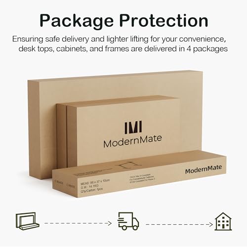 ModernMate 67" L Shaped Standing Desk with Drawers and File Cabinet, AC/USB, 1.18" Desktop, Height Adjustable Wood Desk, Electric Desk with Multiple Functions for Home and Office, White Rattan ModernMate