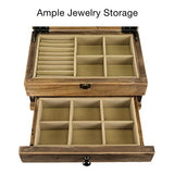 Excello Global Products Jewelry Box: Farmhouse Solid Wood Rustic Distressed Jewelry Organizer. Includes Glass Window and Storage Drawer. EXCELLO GLOBAL PRODUCTS