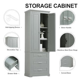 62.2" Wide Storage Cabinet Pantry Cupboard with Doors and Drawers for Home Kitchen, Bathroom and Living Room, Adjustable Shelf, White Merax