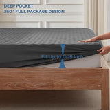 BEDLORE Waterproof Mattress Protector, Noiseless Queen Size Mattress Pad with Deep Pocket Fitted Up to 6"-18", Soft Breathable Dirt-Proof Bed Mattress Cover Washable Bedroom, Hotel (Gray) BEDLORE